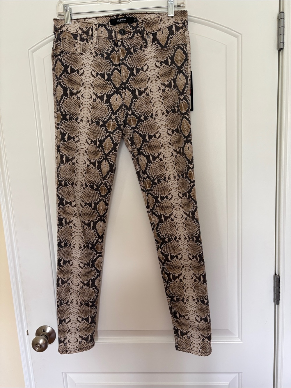 Hudson Los Angeles Snake-Print Skinny Pants in Brown & Black
